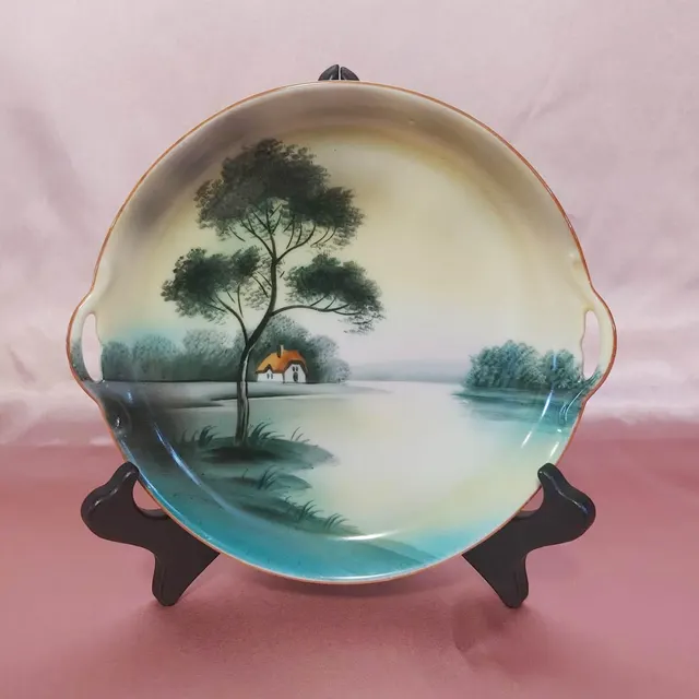 Antique Noritake Hand-Painted Cake Plate
