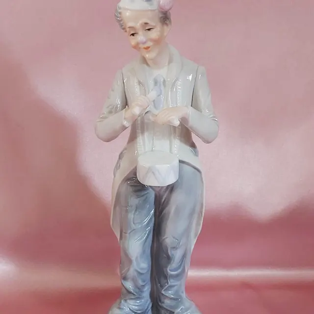 Vintage Porcelain Clown Circus Musician Statue